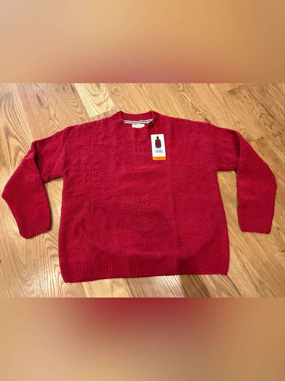 NWT Weatherproof Classic Cable Crewneck Sweater - Red - Picture 2 of 4